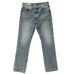 Levis 501 Jeans 30x32‎ Light Wash Blue Plant Based Button Fly Distressed